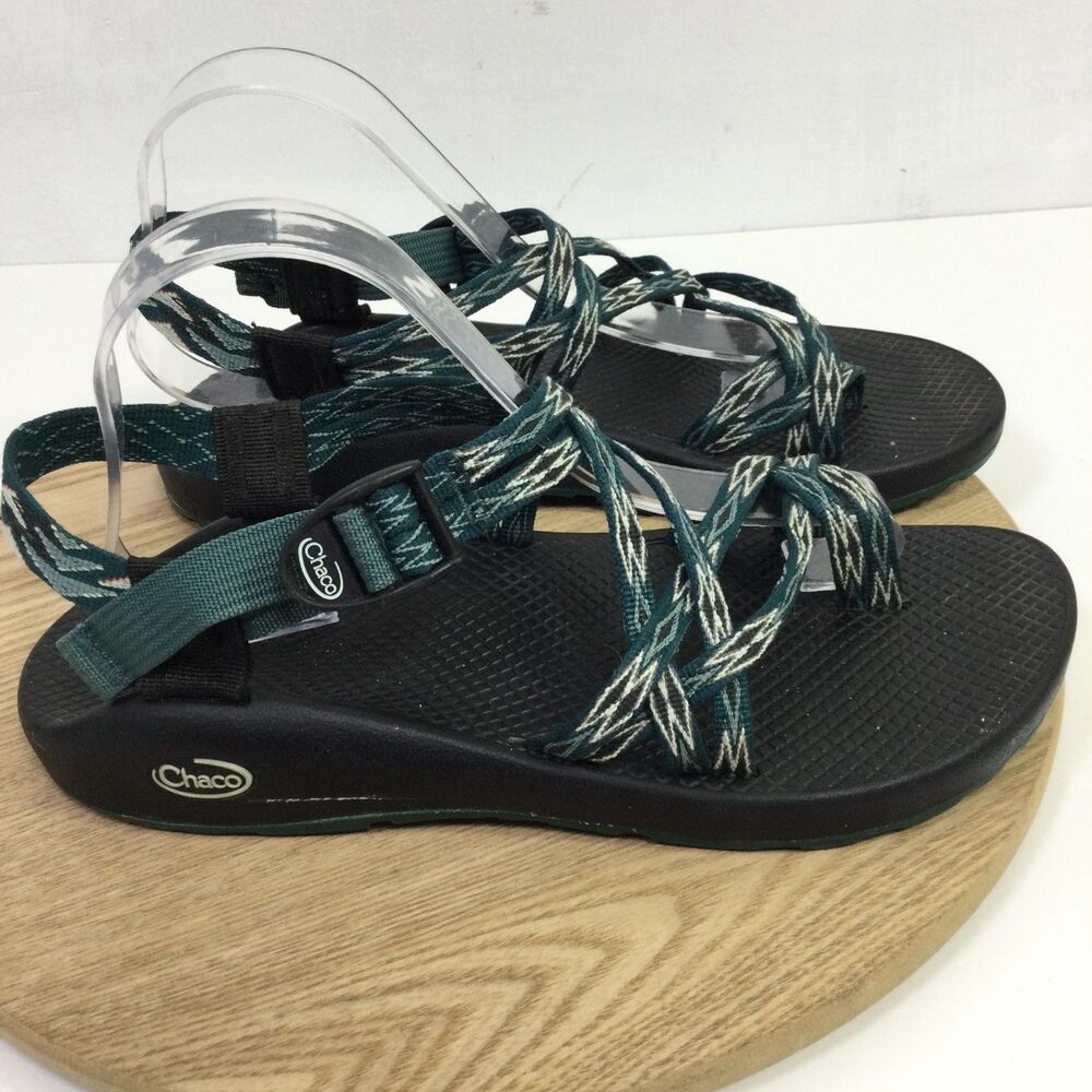Chaco ZX2 Classic Sandals Women Size 11 Teal White Diamond Double Strap Toe Loop - Picture 2 of 8